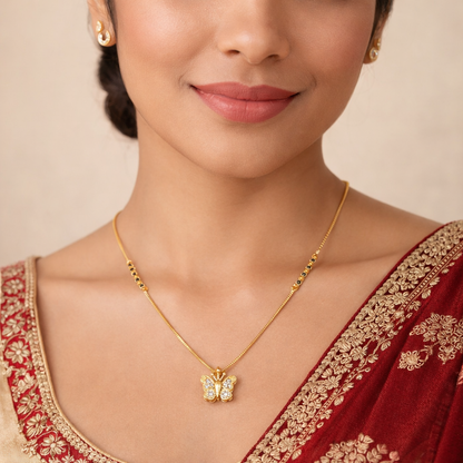 Butterfly Charm Gold Plated Mangalsutra – Symbol of Love & New Beginnings 🦋