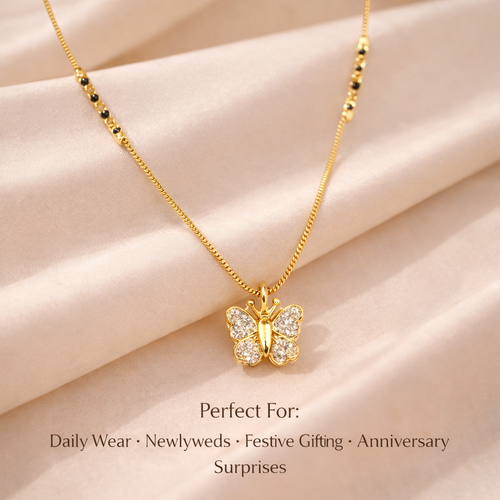 Butterfly Charm Gold Plated Mangalsutra – Symbol of Love & New Beginnings 🦋